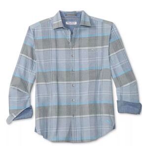 Tommy Bahama Corduroy Shirt Men’s Small Blue Check Button Down Flannel Coastal